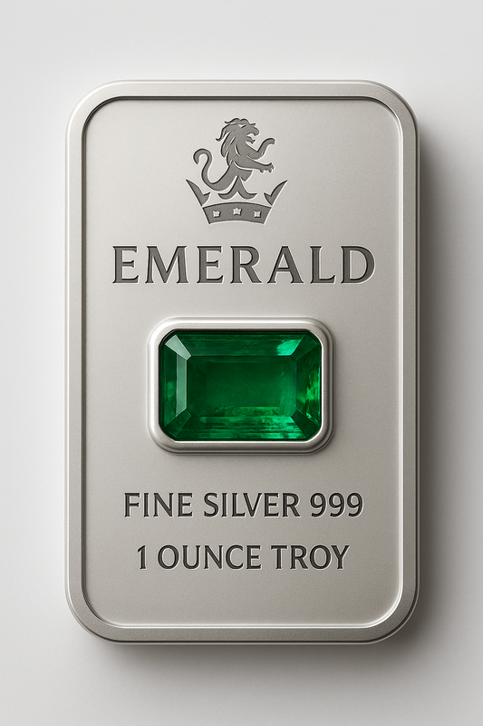 1 oz Silver Bar with Colombian Emerald — Global Metals Industry x EMERALD